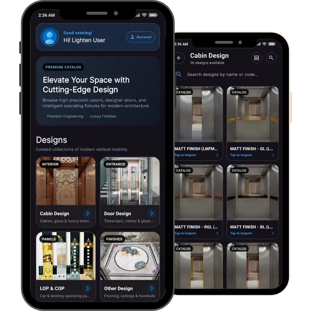 Lighten Lift Mobile Application for Project Tracking and Lift Design