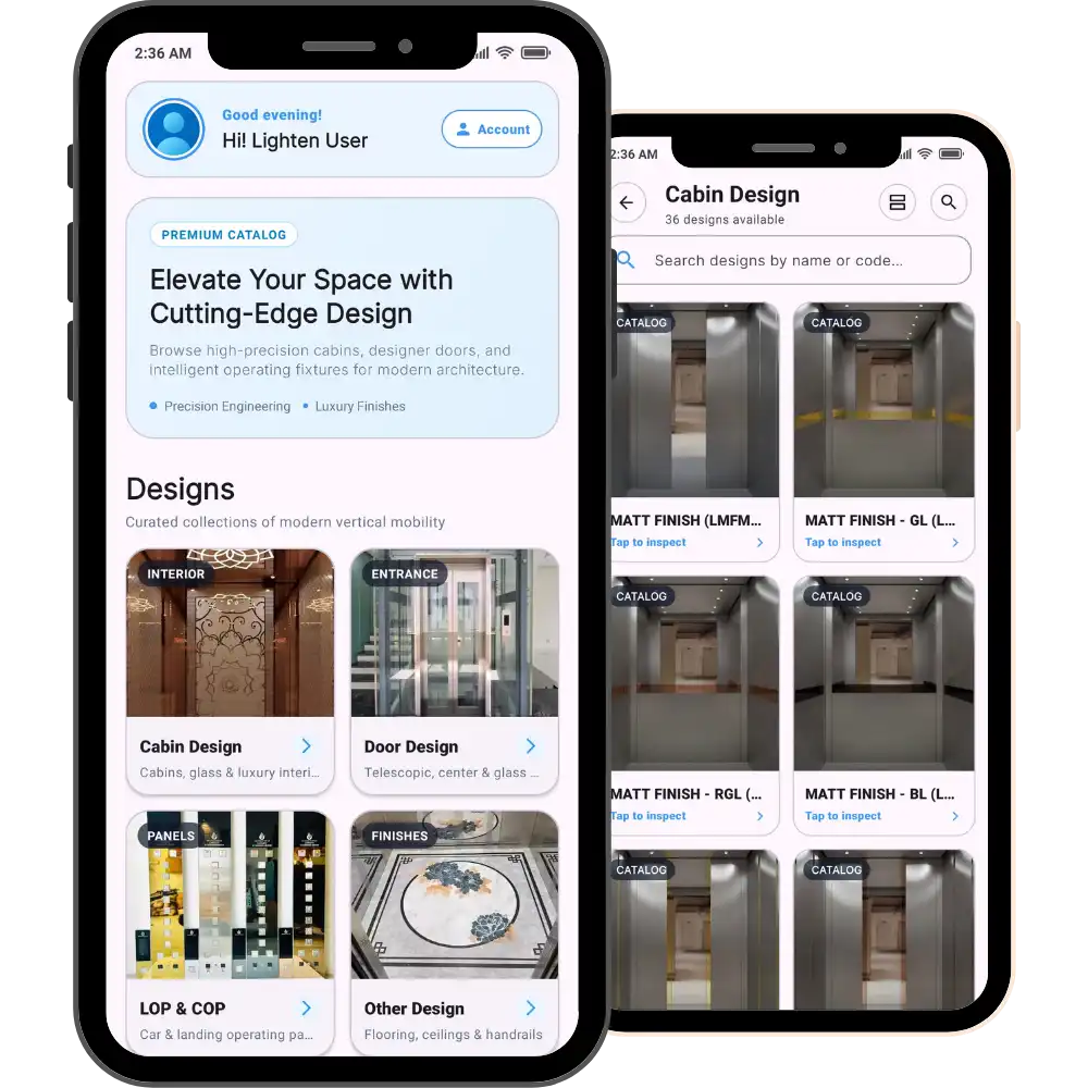 Lighten Lift Mobile Application for Project Tracking and Lift Design